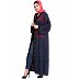 Front open embroidered Dubai abaya- Navy Blue